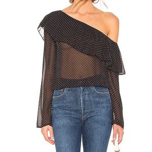 Polka Dot One Shoulder About Us Blouse